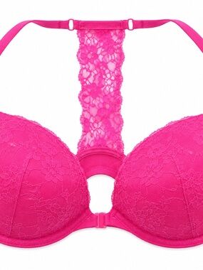 Women’s Lace Racerback Push-Up Bra - Hot Pink